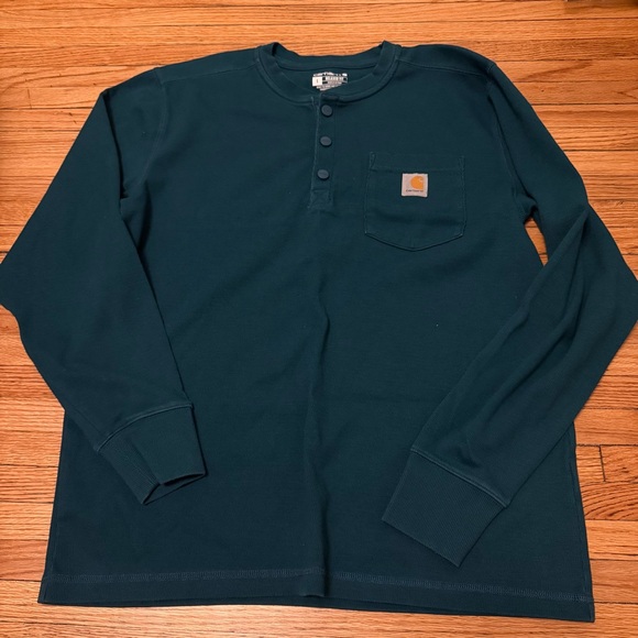 Carhartt Other - Carhartt Men's Teal Heavyweight Long-Sleeve Henley Pocket Thermal